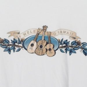 Hawaiian Melle O Hawaii Men's T-Shirt Large White S/S Guitar Ukulele NEW